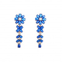 Yadira Sapphire Bloom Floral Cascade Earrings